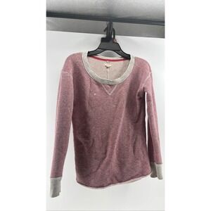 Aerie Red Waffle Knit Long Sleeve Crewneck S
